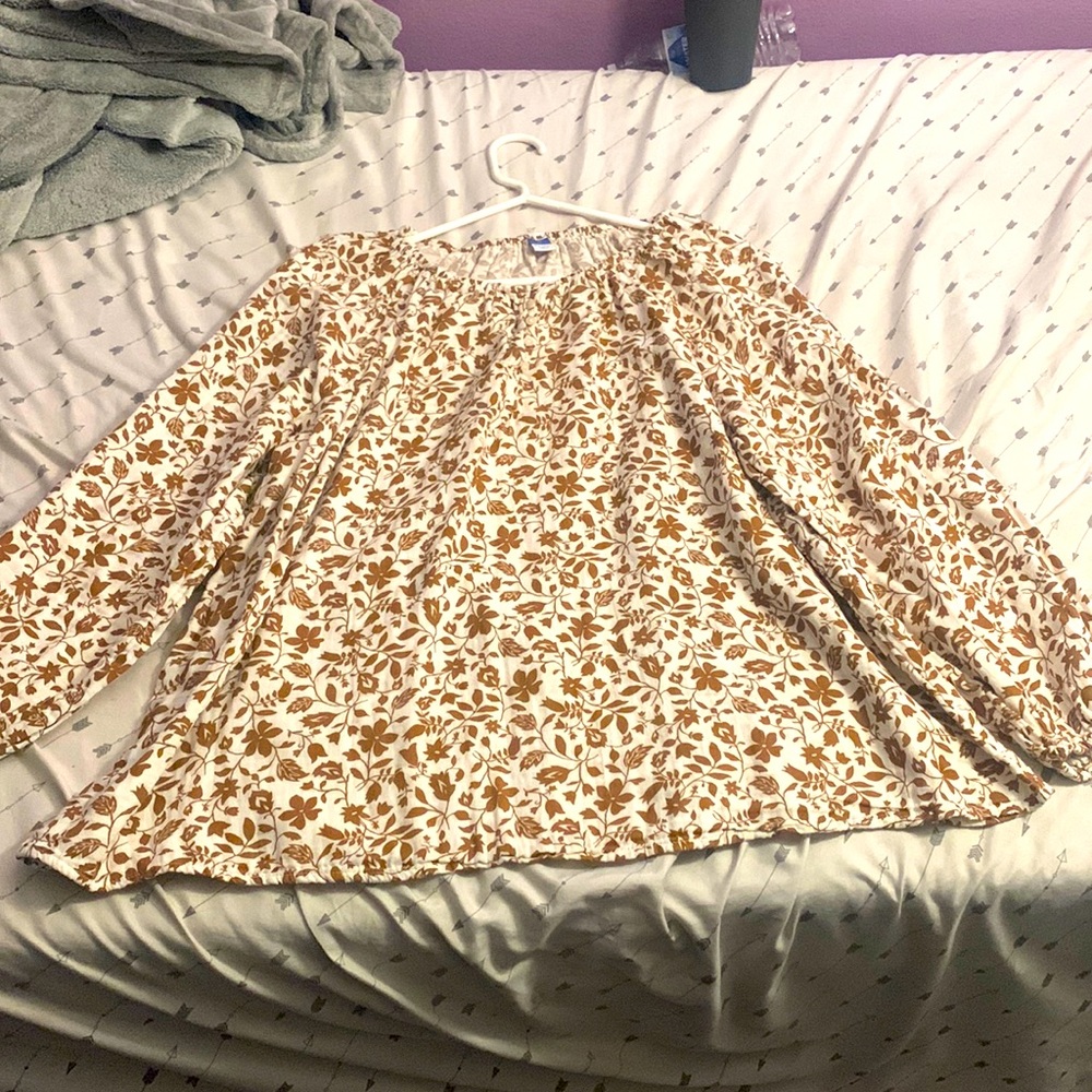 Brown Floral long sleeve blouse